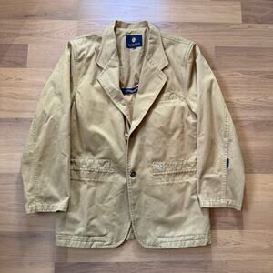 Men's Roberto Mocali Tan Brown Canvas Blazer Sports Chore Coat Jacket Sz Large